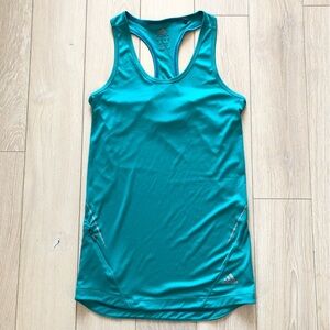 Adidas Racerback Running Tank Top with Zippered Pocket in Green